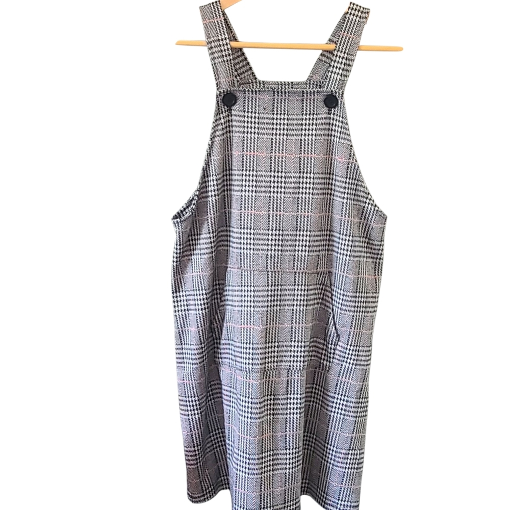 Ginger G Gray Plaid Dress Jumper Bib